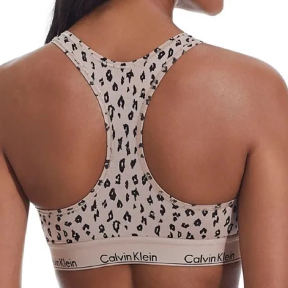 Calvin Klein Cream Leopard-Print Racerback Sports Bra